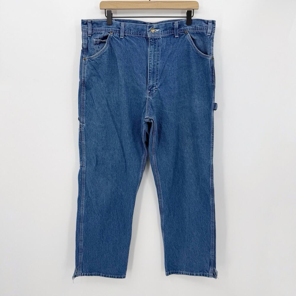 Vtg USA Works Carpenter Jeans 40x30 Blue Denim Workwear Utility Rugged Outdoor